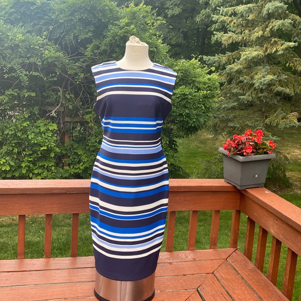 Vince Camuto Blue and White Striped Dress